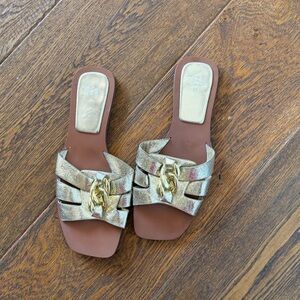 Elegant Gold Slide Sandals